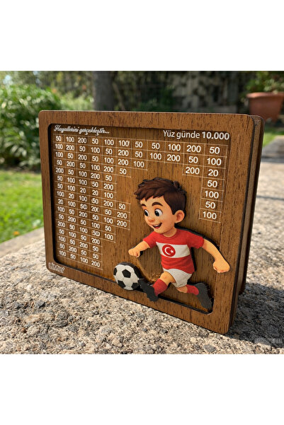 limly Kumbara , 10000 Hedef Kumbara , Futbolcu Figürlü Ahşap Hedef Kumbara
