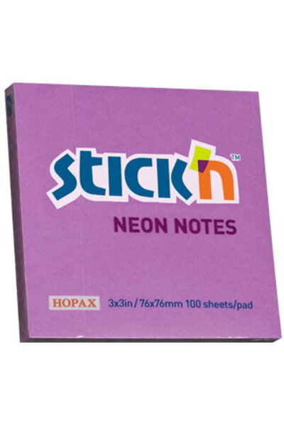 Stickn Notes autoadeziv 76 x 76 mm, 100 file, Stick"n - mov neon