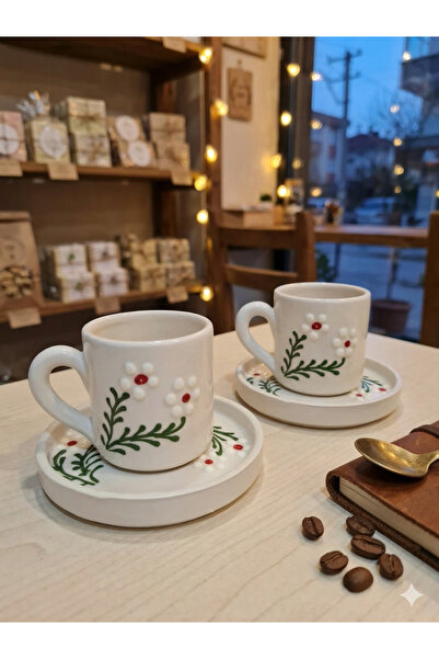 Kahve Special Design 2-Piece Turkish Coffee Cup Set Series - Romantic, Floral...