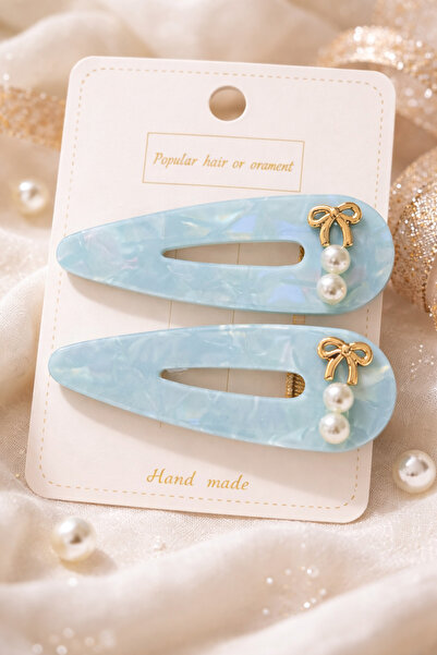 Srctech Albastru deschis cu model acrilic Set de 2 catarame laterale