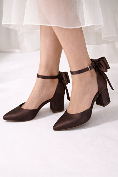 CRAFT MODA Pantofi de damă stiletto cu toc subțire, cu curea la gleznă și fundă