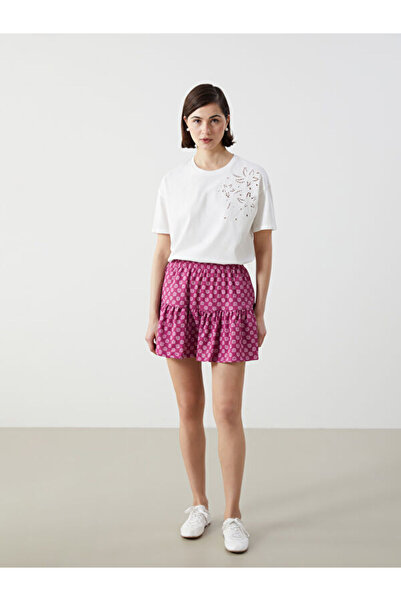 LC Waikiki Rmz Gi̇yi̇m Farkiyla Embroidered Women's Skirt with Waist Cord and...