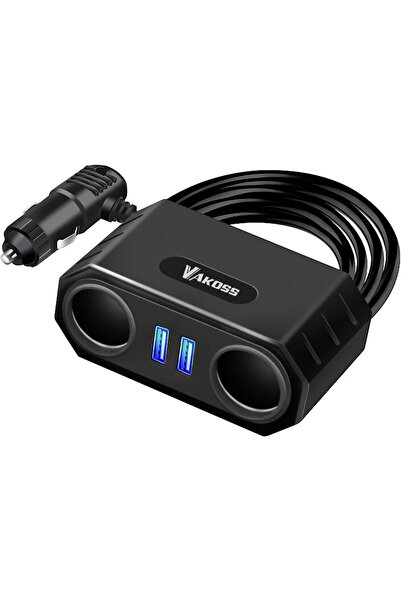 Vakoss Separator priză brichetă cu 70 cm, cablu 2xUSB, TP-3268K