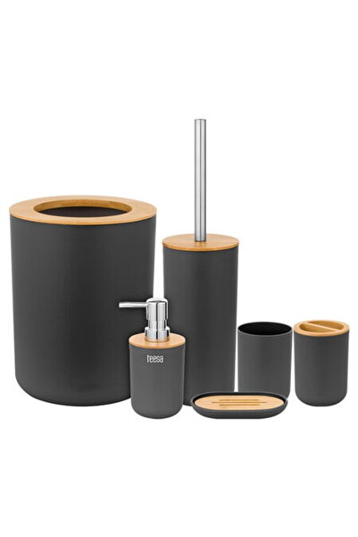 Teesa SET OF 6 BLACK BATHROOM ACCESSORIES