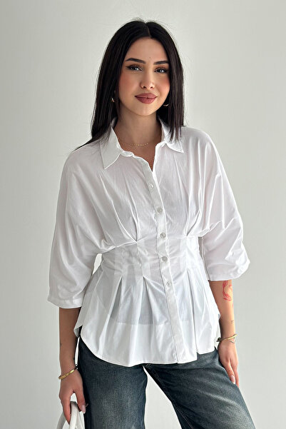 Noa&Noa Women's Waist Formed Shirt – Buttoned Half Sleeve Stylish Shirt