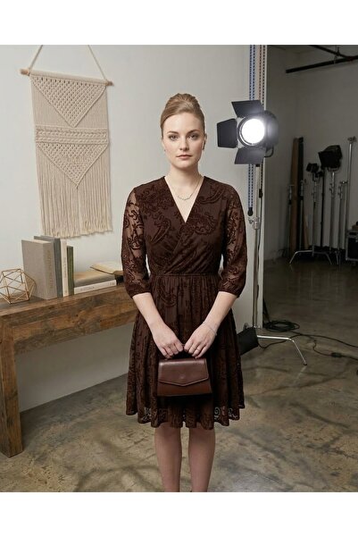 zeriva Flok Baskılı Elbise Diz Üstü Boy Etekli Elbise