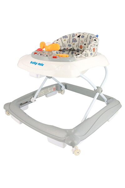 Babymix Premergător pentru bebeluși Baby Mix cu volan și roți din silicon, gri