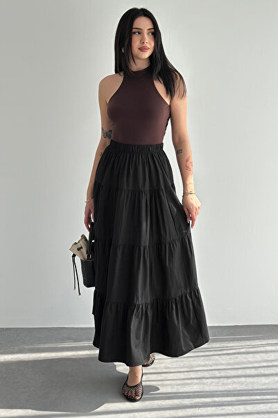 Noa&Noa Women's Layered Long Skirt – Casual Stylish Skirt with Elastic Waist