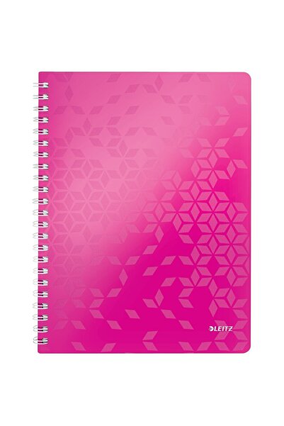 Leitz Caiet de birou WOW, PP, A4, 80 coli, cu spira, matematica, roz