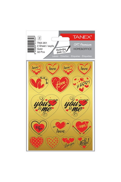 Tanex Stickere decorative, 2 file/set, Kids - inimi - aurii, TNX 351