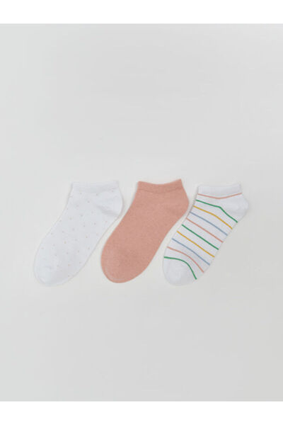 LC Waikiki Rmz Gi̇yi̇m Farkiyla Embroidered Women's Booties Socks 3-Piece Set