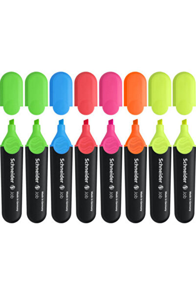 SCHNEIDER Textmarker Job, varf lat, 8 culori/set - (2xG, O, V, R, A, R, Vi)