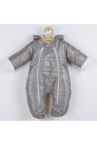 NEW BABY SHOP Salopetă de iarnă pentru bebeluși Pumi gri, cu glugă și urechi,...