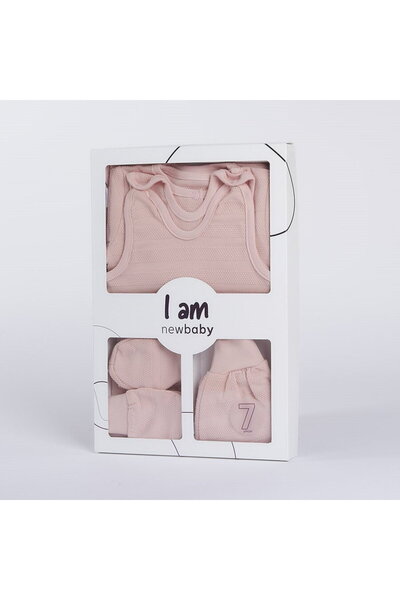 NEW BABY SHOP Set maternitate pentru bebeluși, 7 piese, New Baby I AM, roz, m...