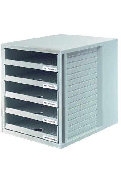 HAN Suport plastic cu 5 sertare pentru documente, (open) - gri deschis