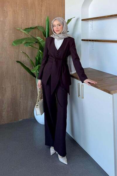 Hazamoda Set dublu cu eșarfă Prune