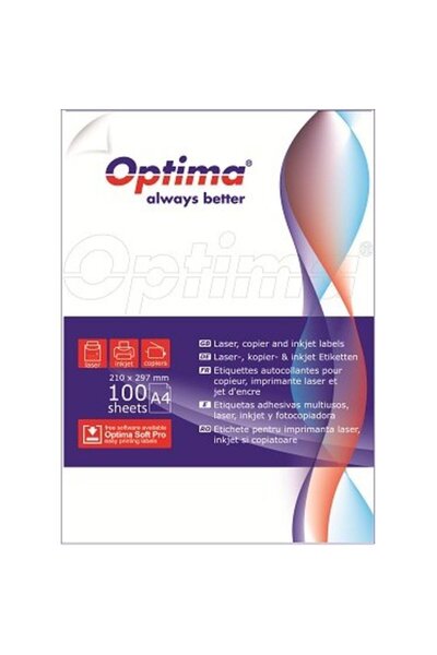 Optima Etichete albe autoadezive 51/A4, 70 x 16,9 mm, 100 coli/top,