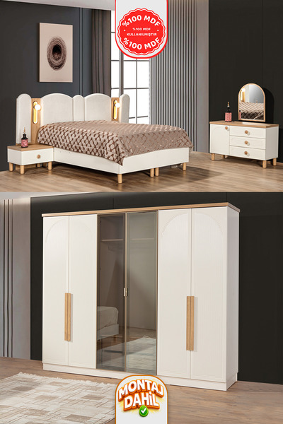 İMBAŞ Alaçatı Yatak Odası Takımı %100 MDF - Bazalı