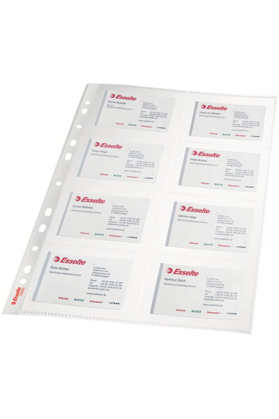 Esselte Folie protectie pentru carti de vizita, A4, cristal, 105 microni, 10b...