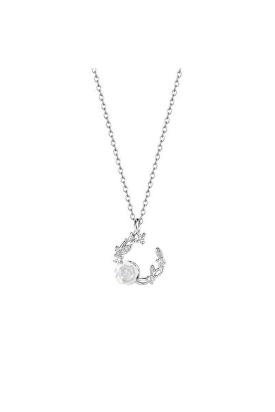 Generic Women's 925 Silver White Rose Design Necklace