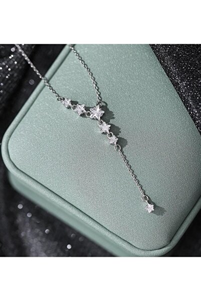 Generic قلادة نسائية فضة عيار 925 تصميم نجوم الليل
