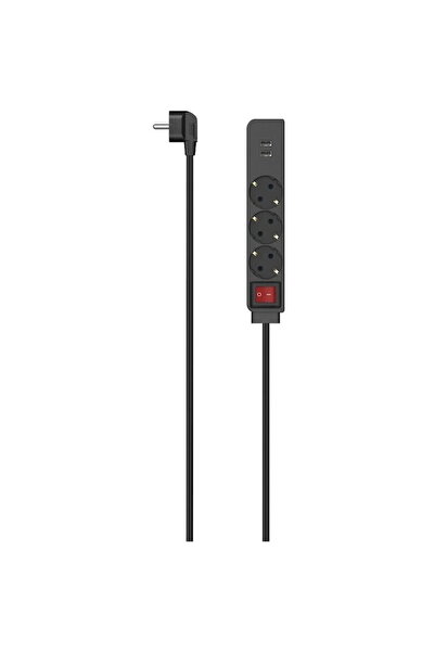 Hama Power Strip, 3-Way, USB-A 17 W, Switch, 1.4 m, black