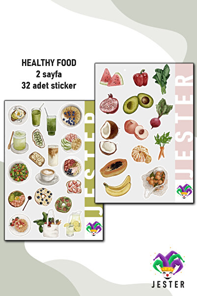 Jester Healty Food and Drink Sticker, Çıkartma, Günlük, Ajanda, Planlayıcı
