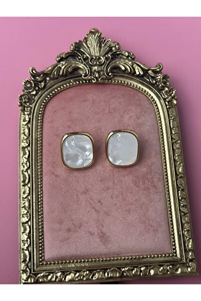 MİOSA 316L Steel White Mng Model Earrings