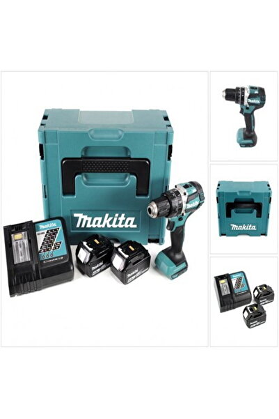 Makita DHP484RTJ - blue / black - MAKPAC, 2x Li-Ion Battery 5.0Ah