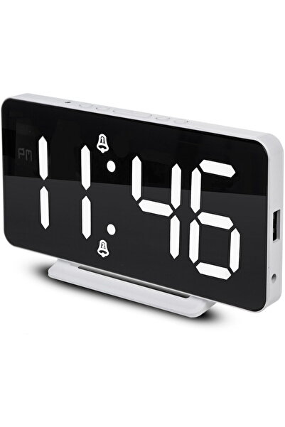 Greenbluespice Alarm clock with thermometer function, white, GB383