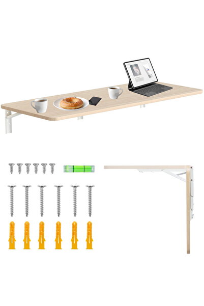 Maclean Folding shelf / table, light wood color, 100x40cm, max. 50 kg, MC-128 WD