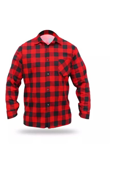 DEDRA EXIM Red flannel shirt, size L, 100% Cotton
