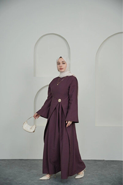 HELEN Zoye Önü Broşlu Cupra Elbise