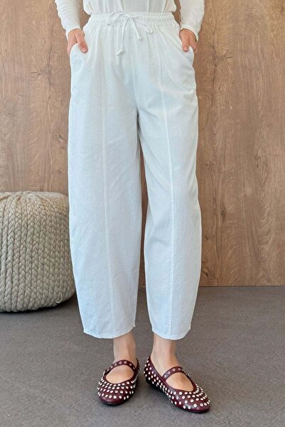 Hazamoda Shalwar Linen Trousers White