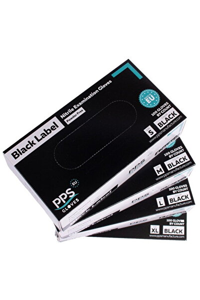 PPS Manusi nitril PPS, unica folosinta, 100 buc/cutie - negre - marime L
