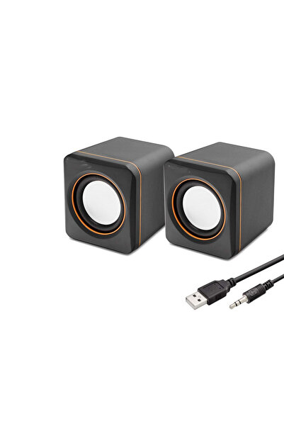 Marsilyan Masaüstü Hoparlör 1+1 USB + 3.5mm - Siyah HD6049 TG84YUB-587HFC