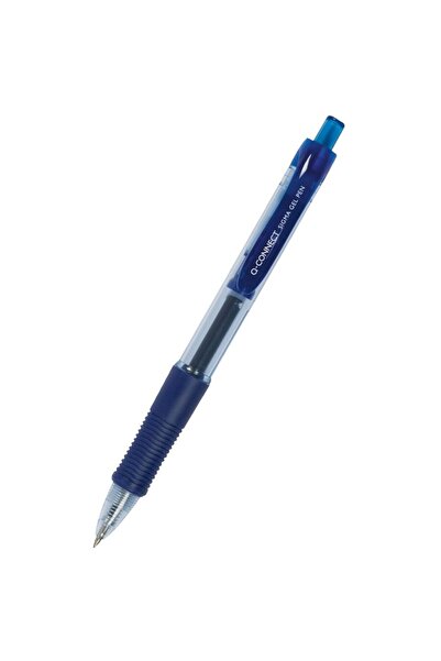Q-Connect Pix cu gel, mecanism retractabil, rubber grip, 0.5 mm, - albastru