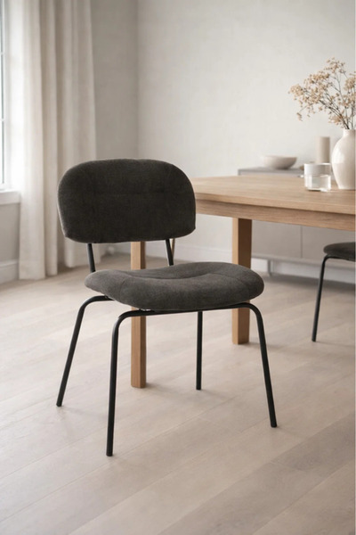 MARIA HOMES Modern Black Velvet Dining Chair with Black Metal Legs Comfortabl...
