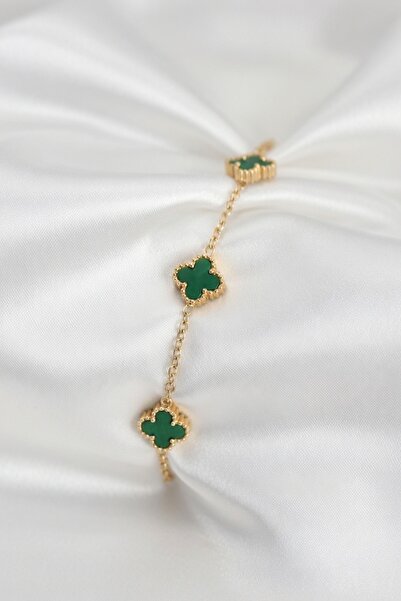 Jadem Gold 316L Stainless Steel Pearlescent Clover Women's Bracelet