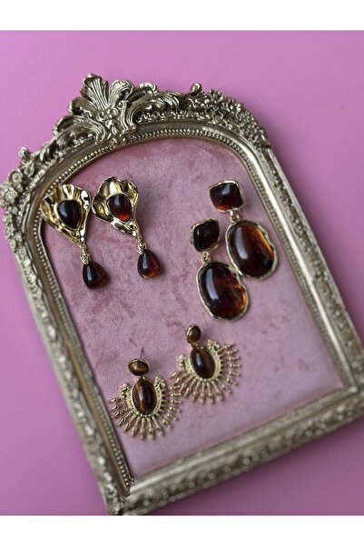 MİOSA 316L Steel Brown Zr Model Earrings (Send the Model You Want)