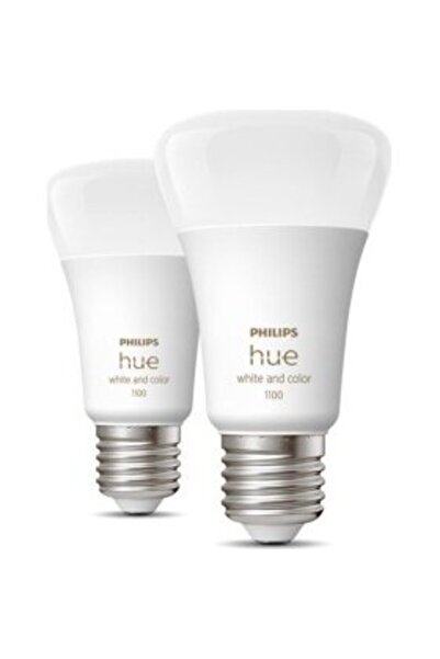 Philips Bec Hue E27 pentru două persoane, pachet 2x800lm 75W - Alb și Culoare...