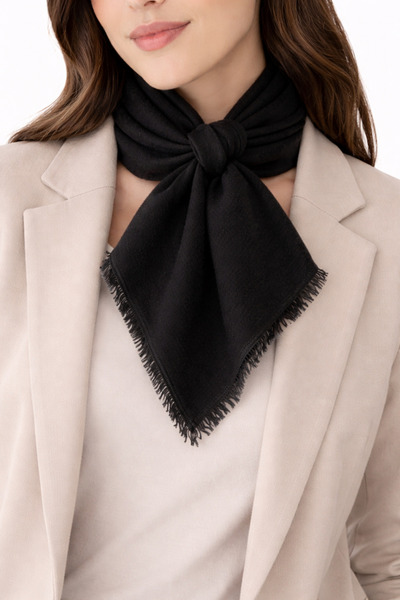 KRAFTELLA Flannel Textured Cotton Square Shawl Scarf – Drapey Soft Fringed Sh...