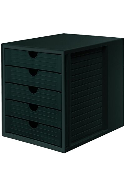 HAN Suport plastic cu 5 sertare pentru documente, - negru - sertare negre
