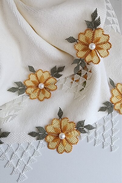 Canya El yapımı iğne oyalı havlu