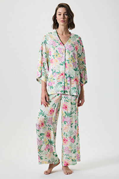 Penyemood Set de pantaloni și cămașă inspirat de vară croială largă