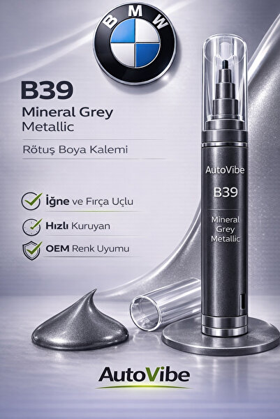 AutoVibe BMW Rötuş Boya Kalemi B39 Mineral Grey Metallic - Mineral Gri Metali...