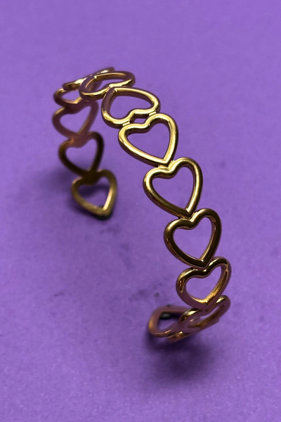 Begondio Minimalist İtalyan Stil Lazer İşlemeli Kadın Kelepçe Bileklik