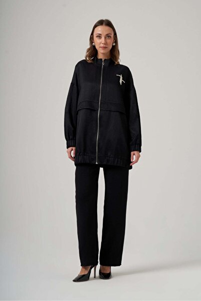 Nuss 6043 Taş İşlemeli Bomber Kap – Siyah