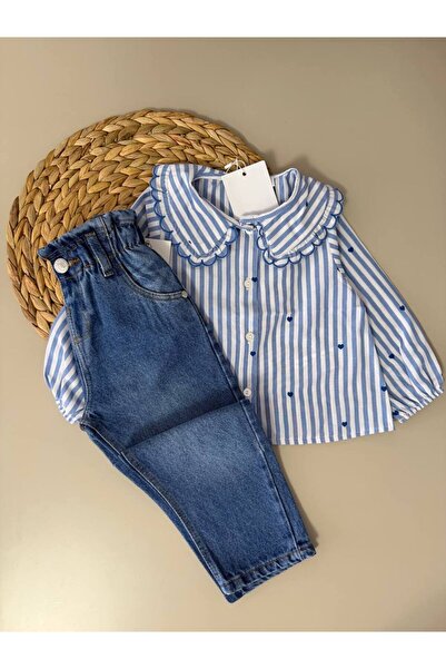 Mireya Kids Hearted Linen Shirt Jean Set