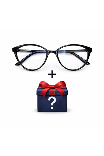 PİYESBOUTİQUE Gift Glasses+Black Cat Eye Bone Transparent Women Men Unisex Bl...